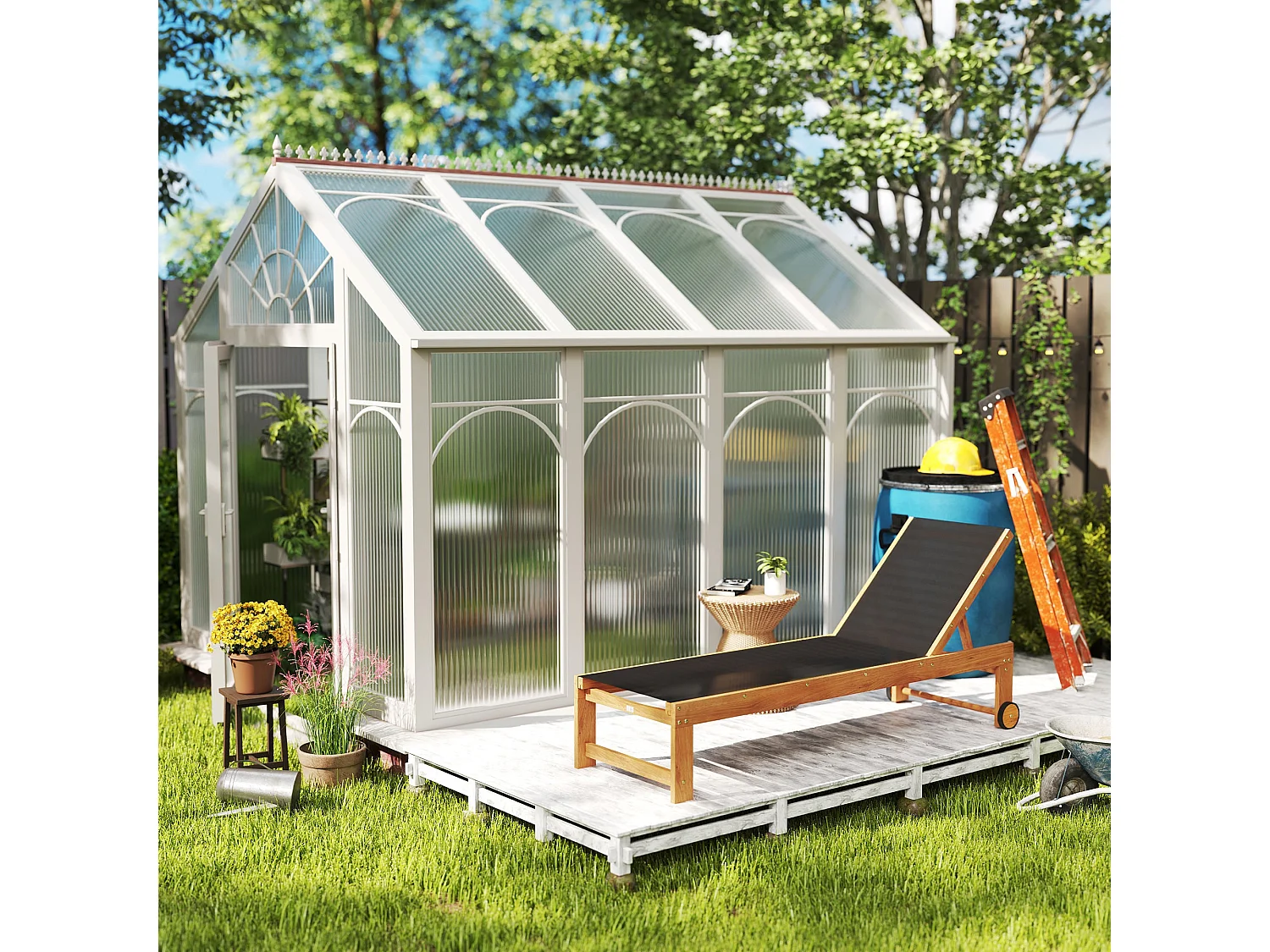 Espreguiçadeira de Acácia Ajustável com Rodas - Conforto e Estilo para o Seu Jardim