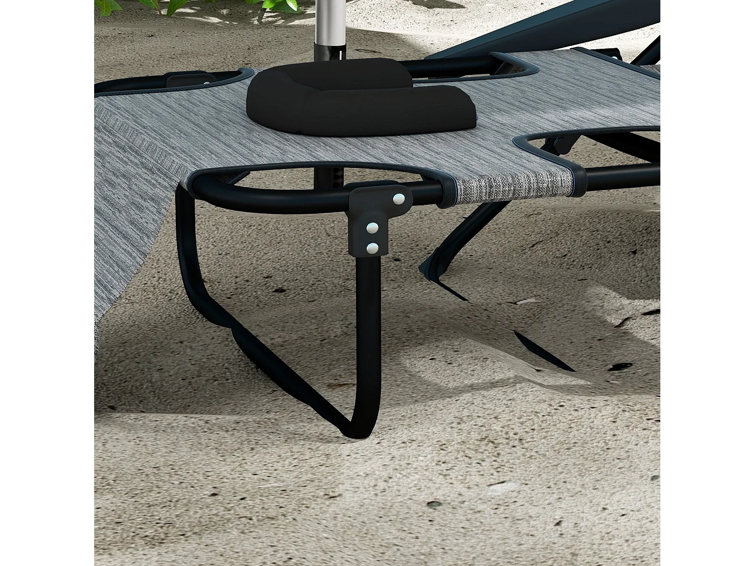 Espreguiçadeira Dobrável de Jardim com Orifício para Leitura – Conforto e Estilo em Cinza