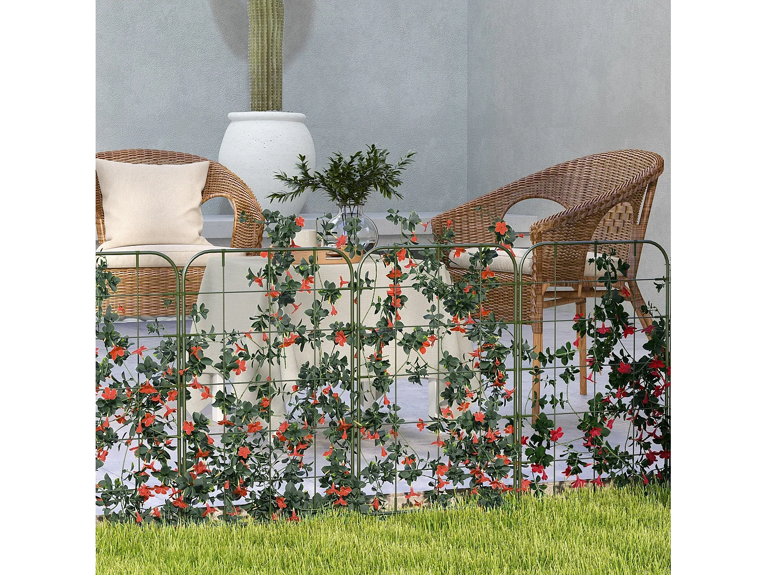 Pack de 4 vallas de jardín Molina Outsunny para enredaderas verde