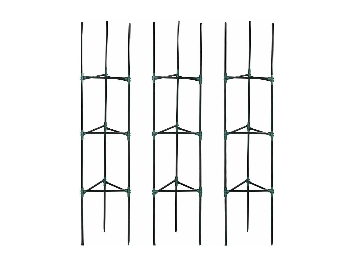 Conjunto de Treliças Porto com 3 Suportes para Plantas - 38x38x182 cm em Aço e PP