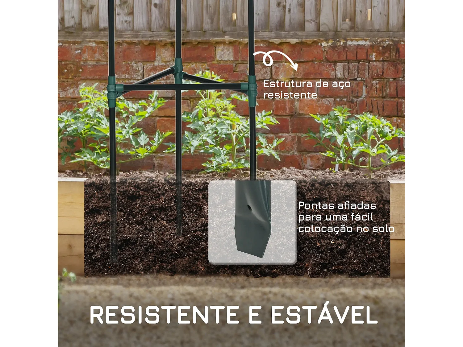Conjunto de Treliças Porto com 3 Suportes para Plantas - 38x38x182 cm em Aço e PP