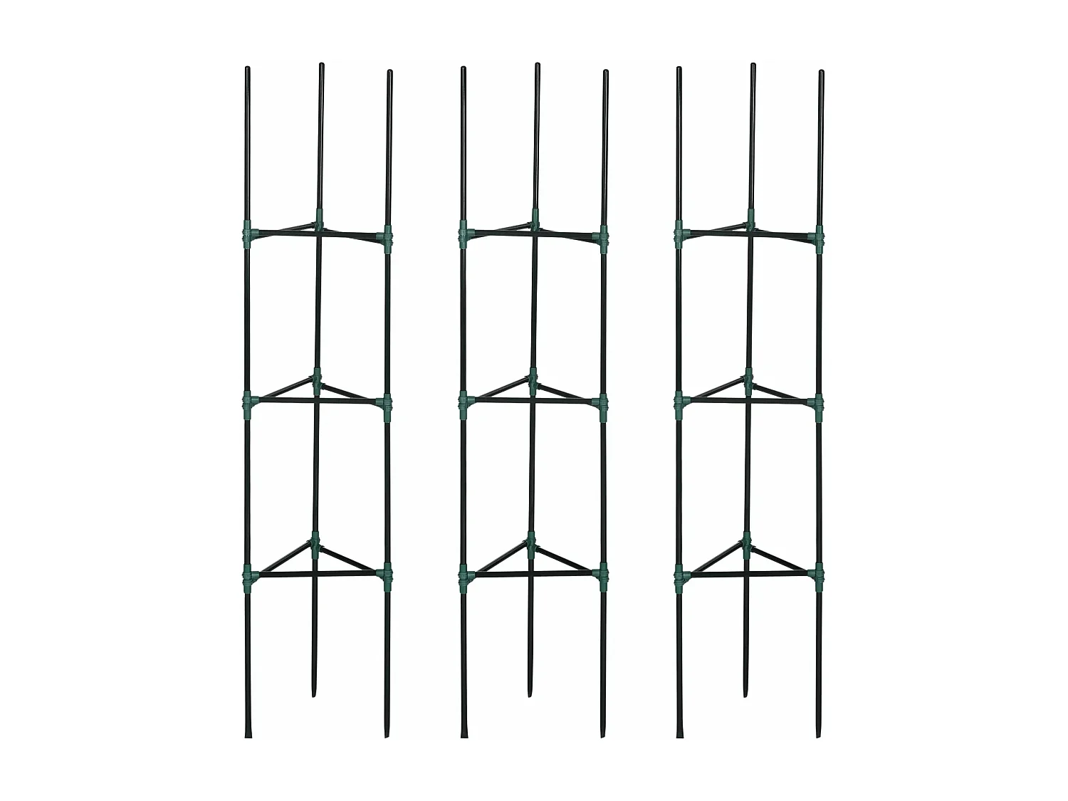 Conjunto de Treliças Porto com 3 Suportes para Plantas - 38x38x182 cm em Aço e PP