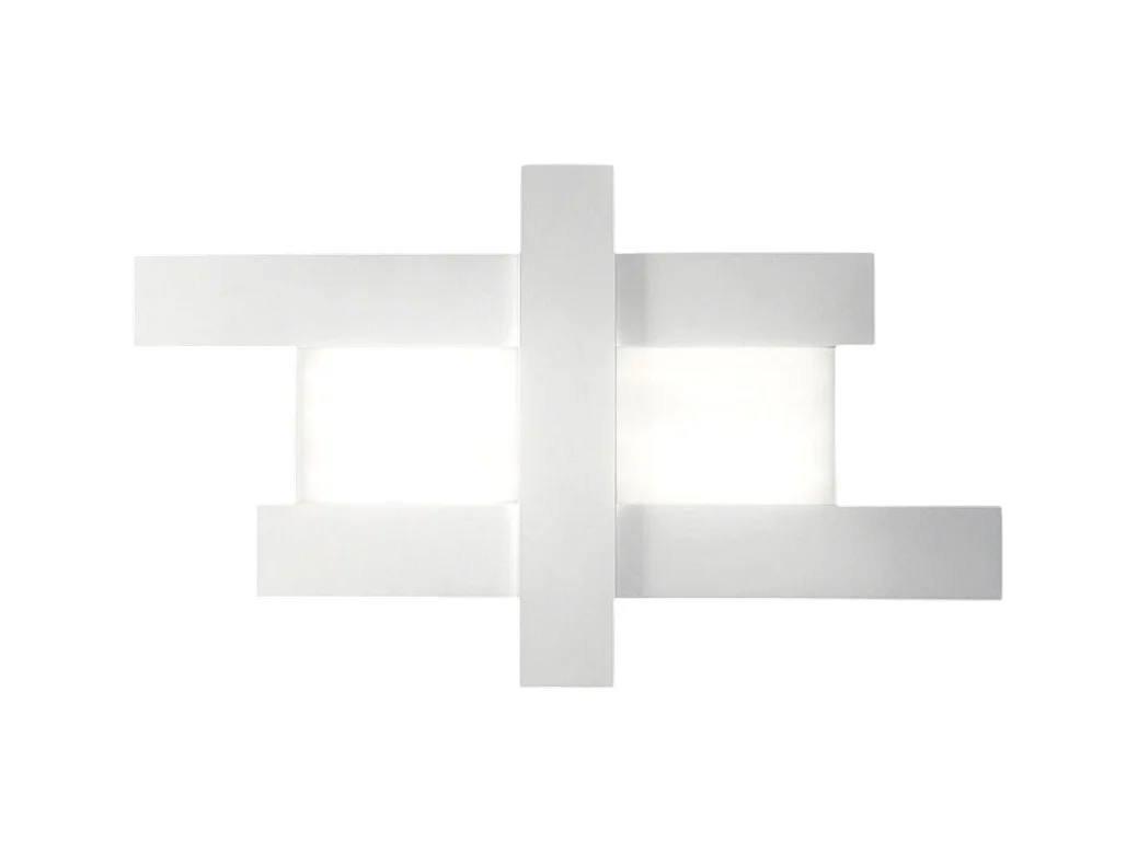 Applique murale LED blanche 50W - Structure géométrique en acier, lumière chaude 3000K, 2620lm, largeur 104 cm
