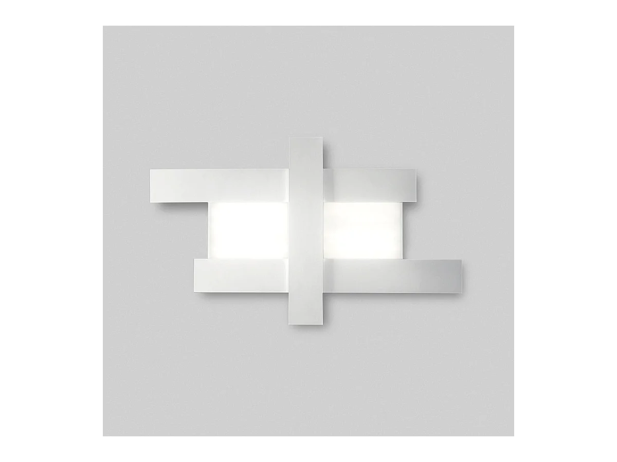 Applique murale LED blanche 50W - Structure géométrique en acier, lumière chaude 3000K, 2620lm, largeur 104 cm