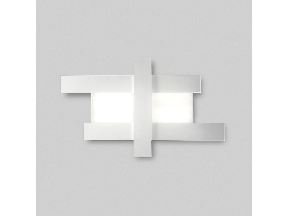 Applique murale LED blanche 50W - Structure géométrique en acier, lumière chaude 3000K, 2620lm, largeur 104 cm