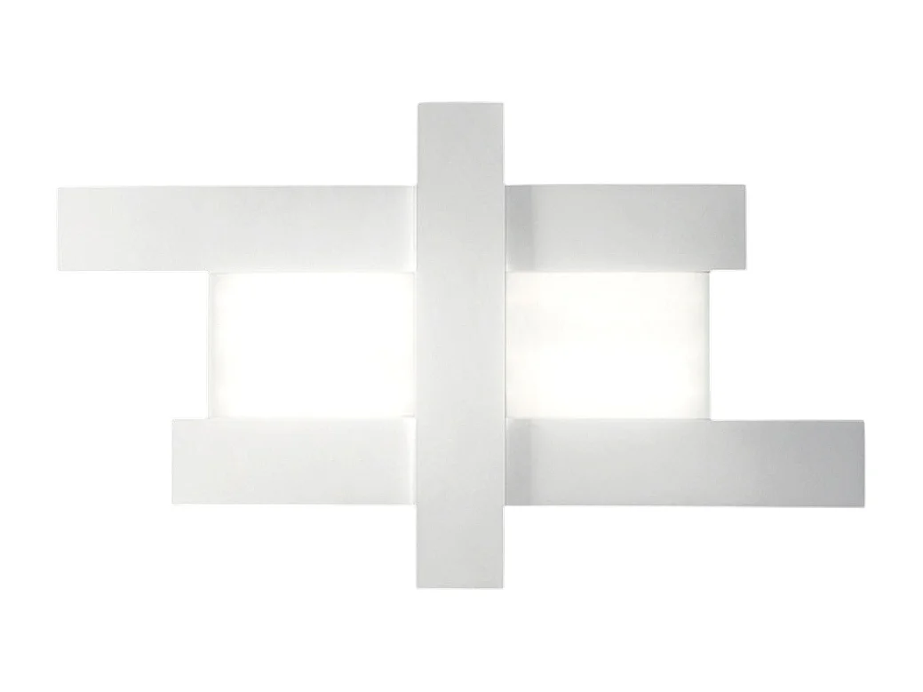 Applique murale LED blanche 50W - Structure géométrique en acier, lumière chaude 3000K, 2620lm, largeur 104 cm