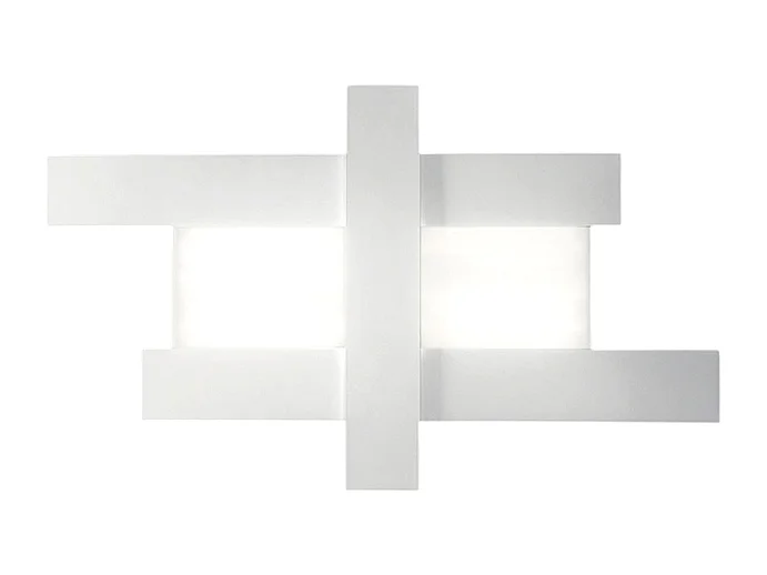 Applique murale LED blanche 50W - Structure géométrique en acier, lumière chaude 3000K, 2620lm, largeur 104 cm