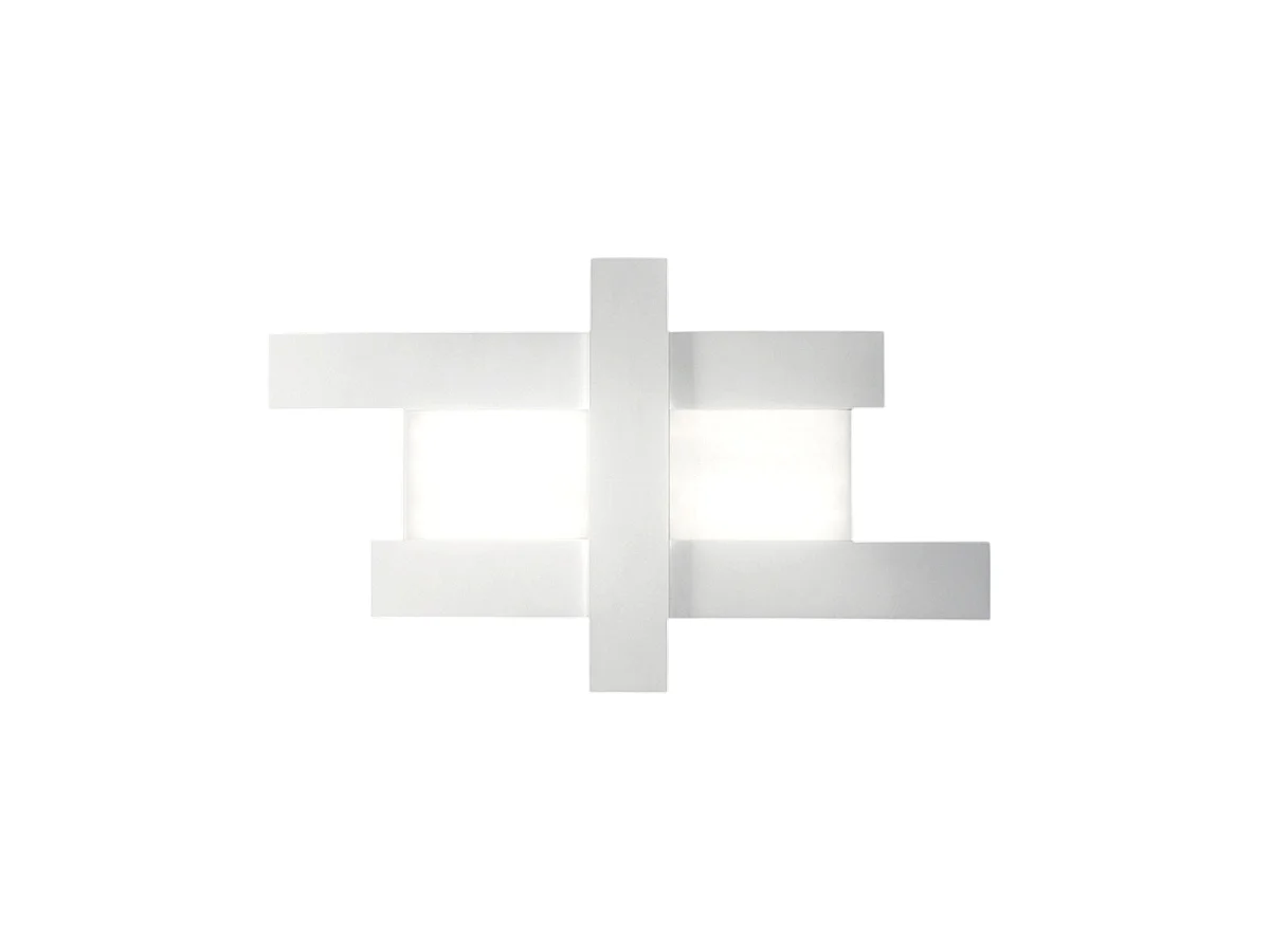 Applique murale LED blanche 50W - Structure géométrique en acier, lumière chaude 3000K, 2620lm, largeur 104 cm