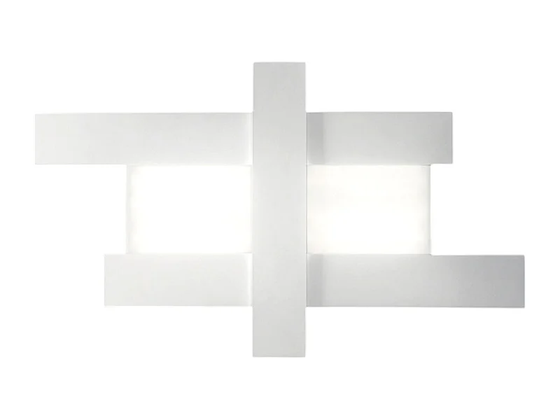 Applique murale LED blanche 50W - Structure géométrique en acier, lumière chaude 3000K, 2620lm, largeur 104 cm