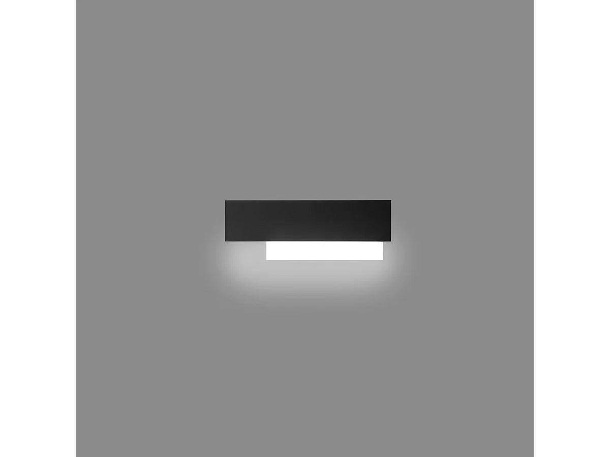 Doha - Moderne 15W LED væglampe - Sort og hvid aluminium, 3000K varmt lys, 1270 lm, dobbeltsidet satin diffuser, IP20, l.40x13,5 cm