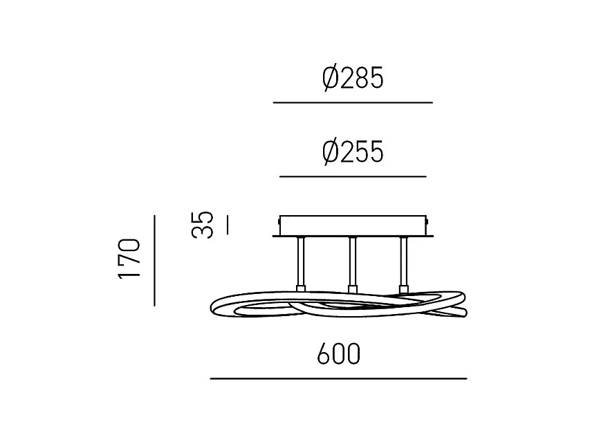 Plafonnier LED moderne Yara 40W dimmable lumière chaude 4000K, design anneau en aluminium blanc 60x17cm, 1900lm, LED intégrée IP20