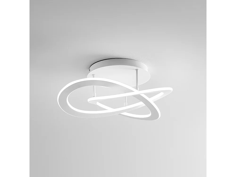 Plafonnier LED moderne Yara 40W dimmable lumière chaude 4000K, design anneau en aluminium blanc 60x17cm, 1900lm, LED intégrée IP20
