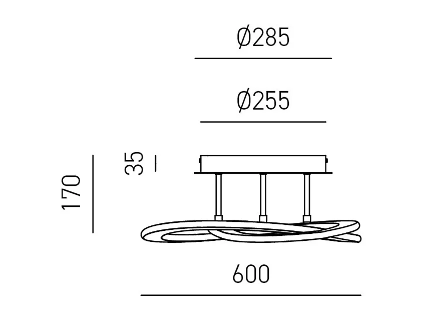 Plafonnier LED moderne Yara 40W dimmable lumière chaude 4000K, design anneau en aluminium blanc 60x17cm, 1900lm, LED intégrée IP20