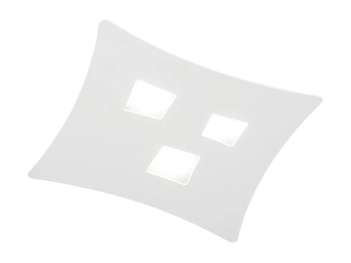 Plafonnier moderne Isotta 3 lumières GX53 blanc - Plafonnier courbé en métal 40x44cm, géométrique, max 3x8W, ampoules exclues