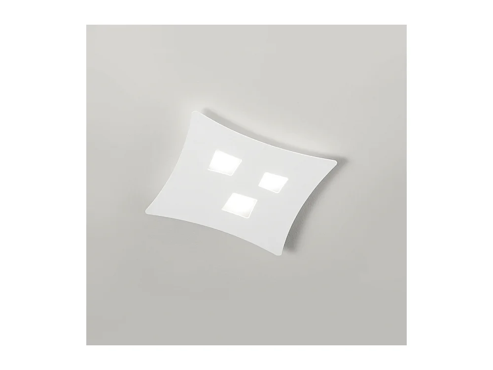 Plafonnier moderne Isotta 3 lumières GX53 blanc - Plafonnier courbé en métal 40x44cm, géométrique, max 3x8W, ampoules exclues