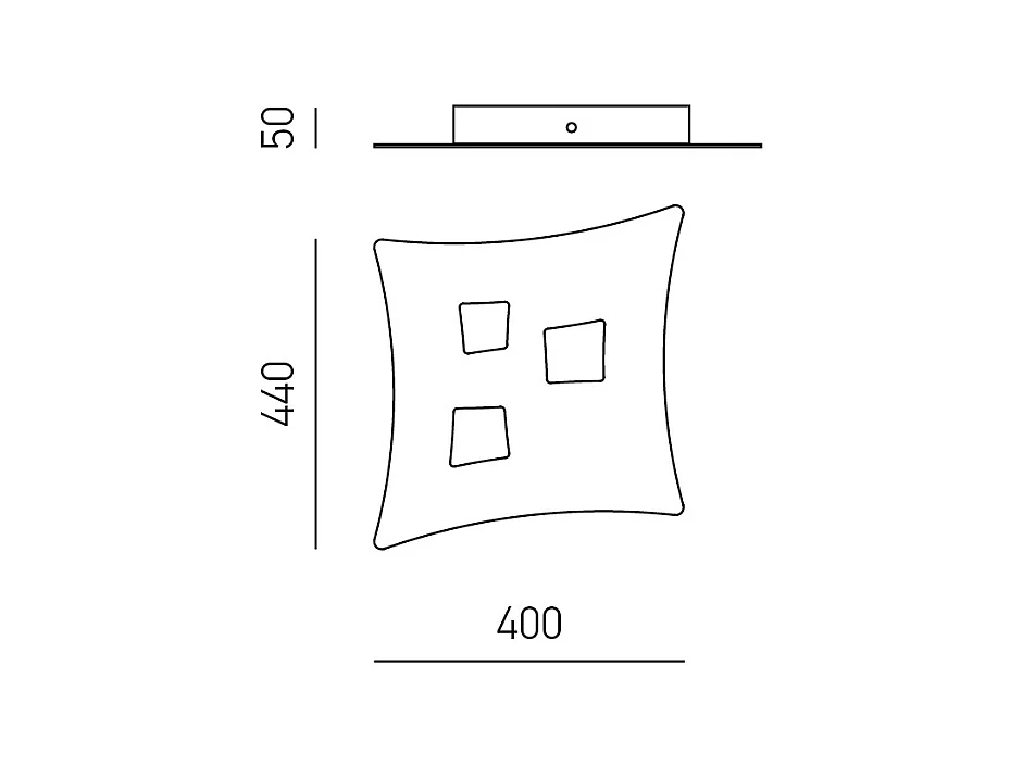 Plafonnier moderne Isotta 3 lumières GX53 blanc - Plafonnier courbé en métal 40x44cm, géométrique, max 3x8W, ampoules exclues