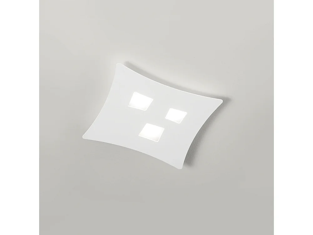 Plafonnier moderne Isotta 3 lumières GX53 blanc - Plafonnier courbé en métal 40x44cm, géométrique, max 3x8W, ampoules exclues
