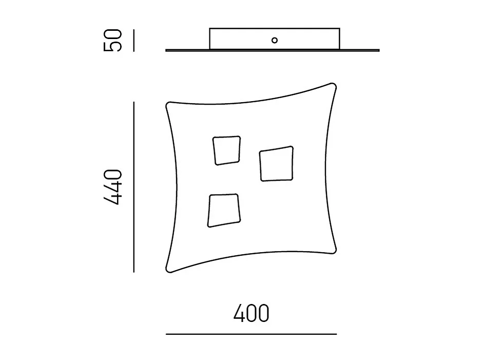Plafonnier moderne Isotta 3 lumières GX53 blanc - Plafonnier courbé en métal 40x44cm, géométrique, max 3x8W, ampoules exclues