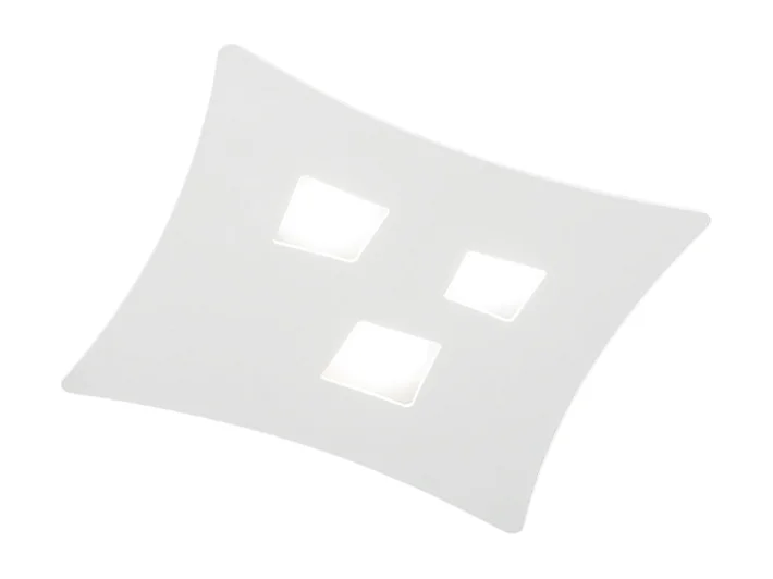 Plafoniera Isotta moderna 3 luci GX53 bianca - Lampada da soffitto in metallo curvato 40x44cm, design geometrico, max 3x8W, IP20, lampadine escluse