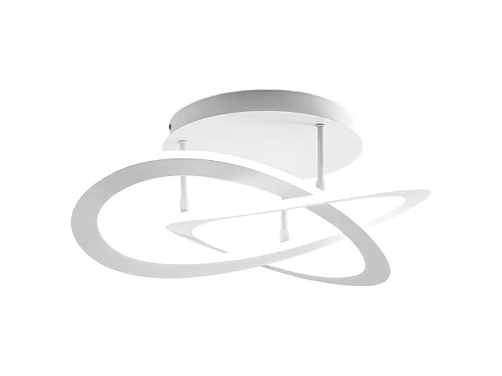 Plafonnier LED moderne Yara 40W dimmable lumière chaude 3000K, design anneau en aluminium blanc 60x17cm, 1900lm, LED intégrée IP20