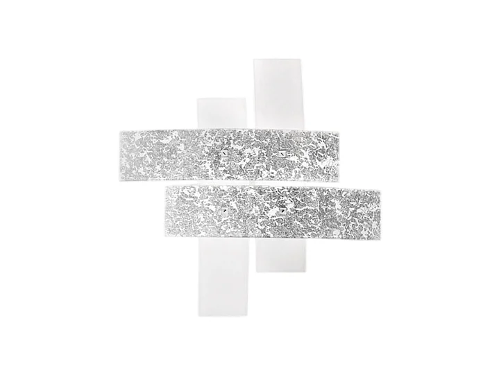 Petit plafonnier Lara verre blanc, feuilles argent, 50x50cm, 2xE27 max 52W, style moderne, ampoules non incluses, IP20