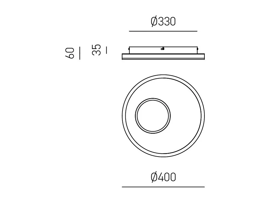 Applique LED Melania 40W blanche, 1820lm, lumière naturelle 4000K, aluminium et méthacrylate satiné, d.40cm