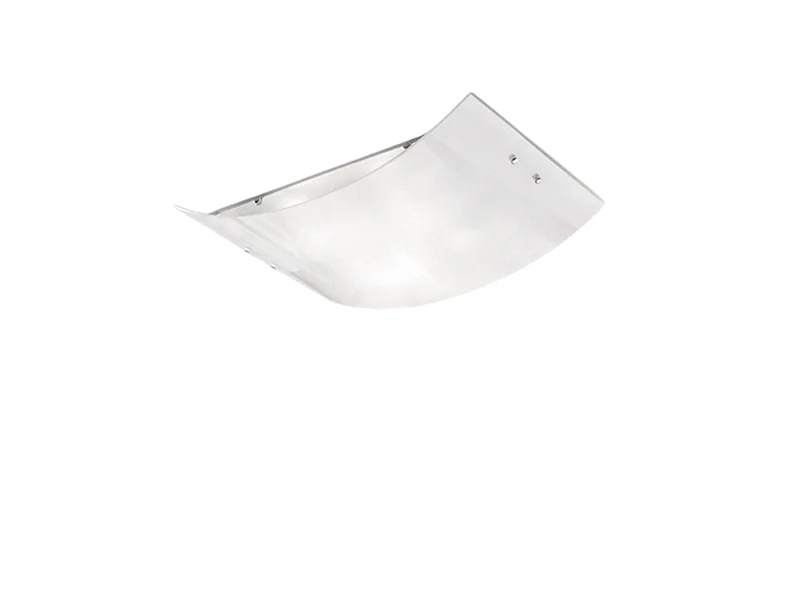 Michela grande plafon 45x30cm branco brilhante 2XE27, vidro curvo com base cromada, IP20, max 2x52W, candeeiro de teto elegante