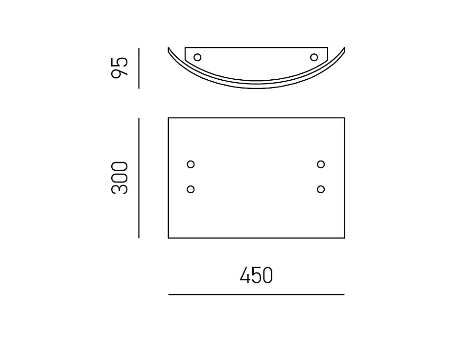 Michela grand plafonnier 45x30cm blanc brillant 2XE27, verre bombé avec base chromée, max 2x52W, plafonnier élégant