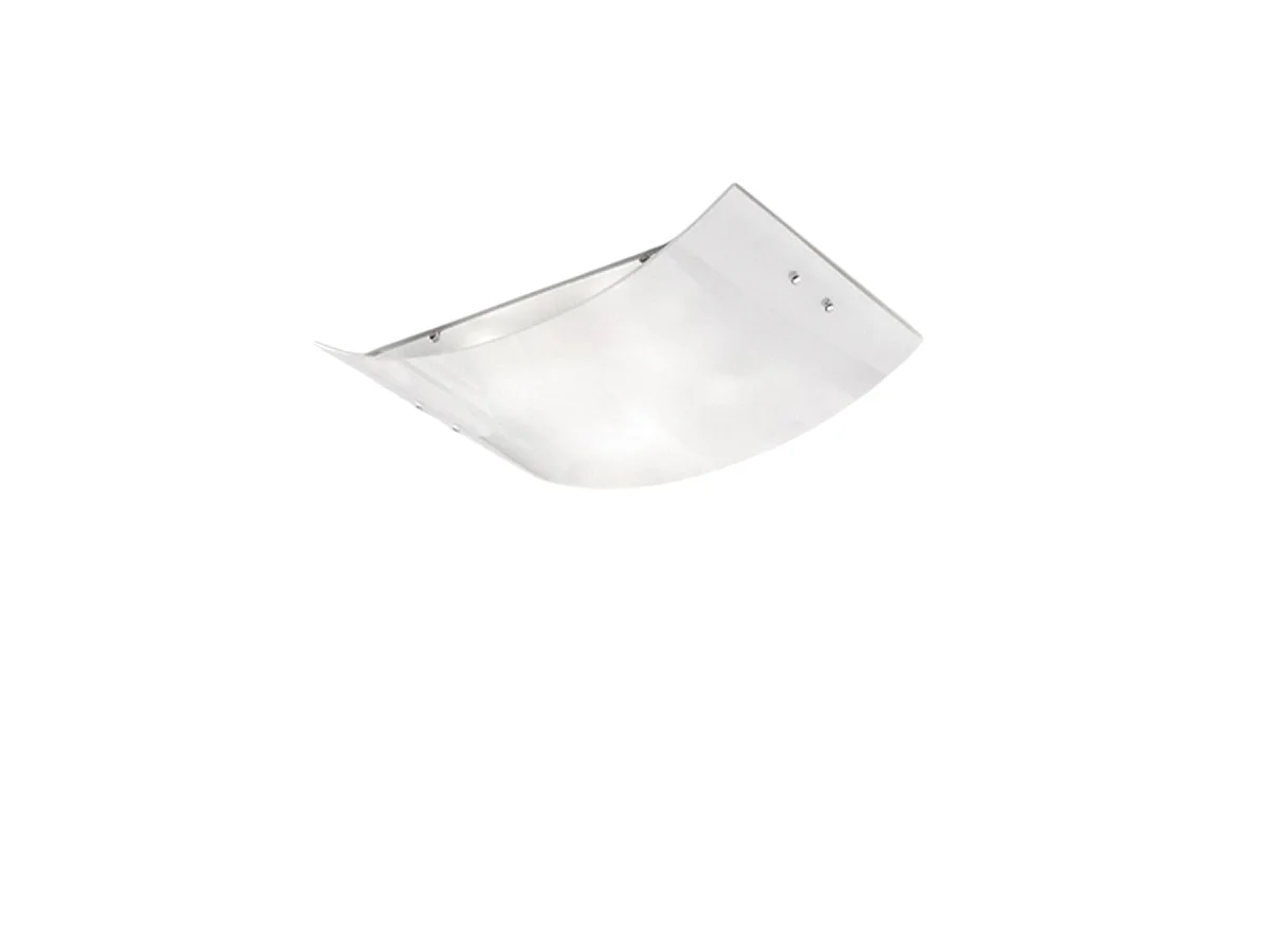 Michela grand plafonnier 45x30cm blanc brillant 2XE27, verre bombé avec base chromée, max 2x52W, plafonnier élégant