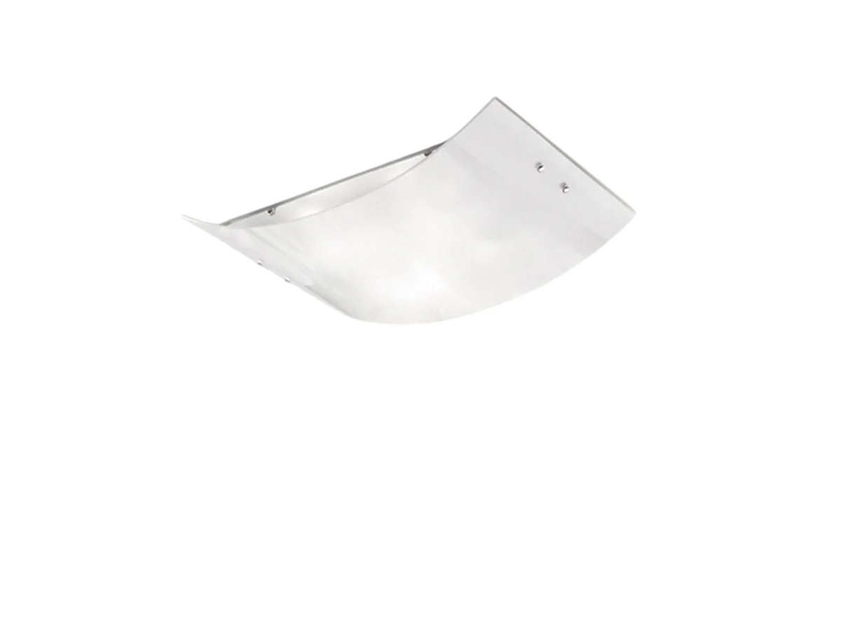 Michela grand plafonnier 45x30cm blanc brillant 2XE27, verre bombé avec base chromée, max 2x52W, plafonnier élégant