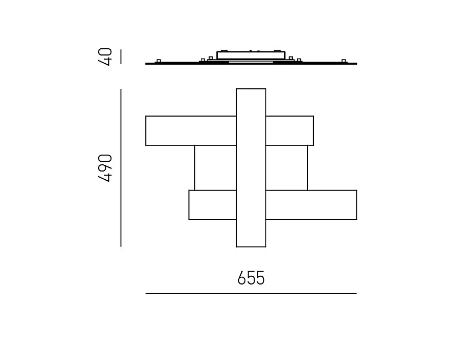 Applique LED 30W - Structure géométrique en acier, lumière chaude 3000K, 2620lm, largeur 65,5 cm