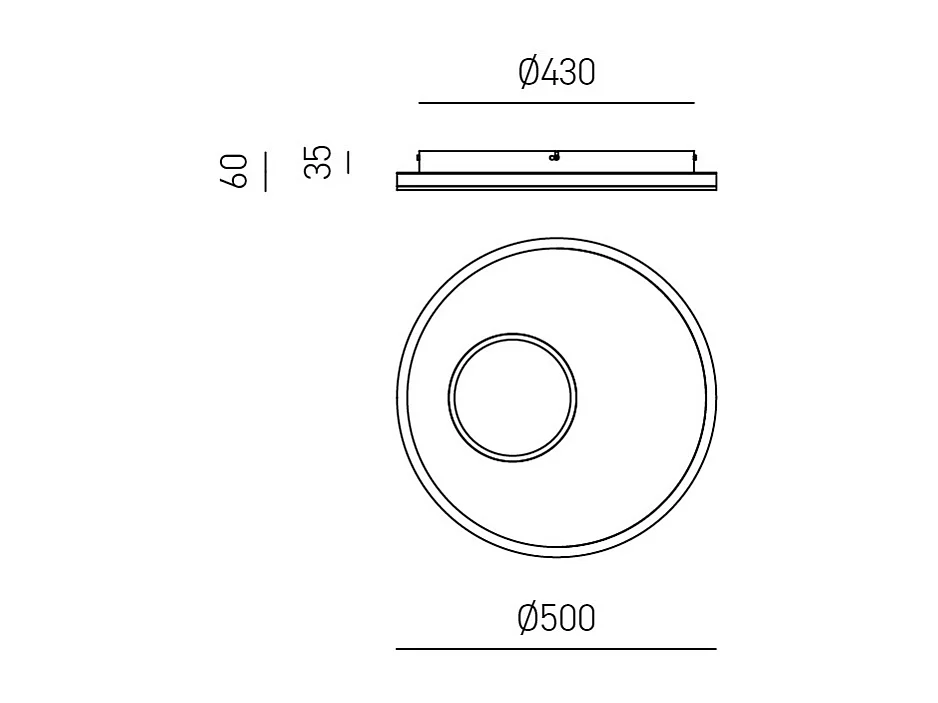 Applique LED Melania 50W blanche, 2100lm, lumière chaude 3000K, aluminium et méthacrylate satiné, d.50cm
