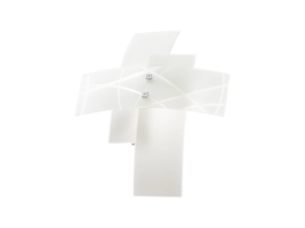 Frida - Applique 2 lumières E14 en verre blanc satiné - Structure chromée, croisé, max 2x42W, sans ampoules