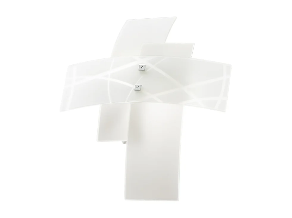 Frida - Applique 2 lumières E14 en verre blanc satiné - Structure chromée, croisé, max 2x42W, sans ampoules