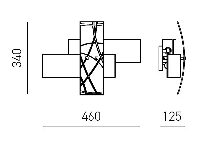 Frida - Applique 2 lumières E14 en verre blanc satiné - Structure chromée, croisé, max 2x42W, sans ampoules