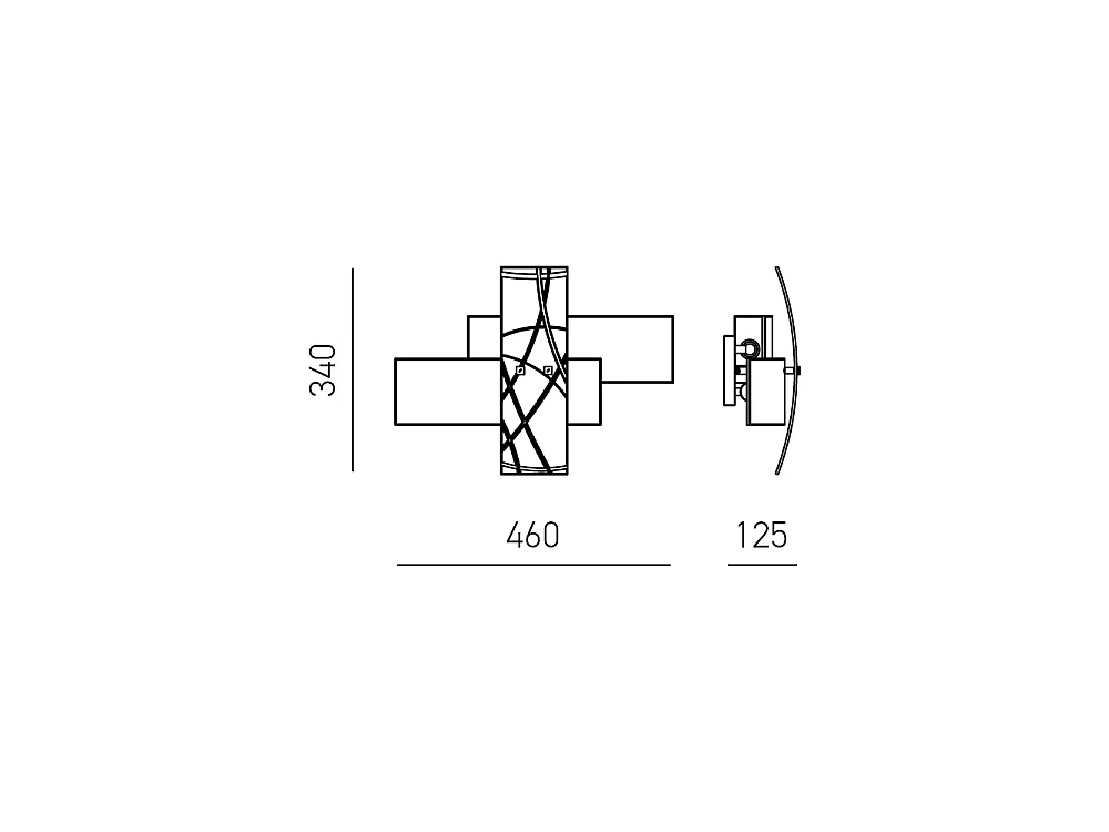 Frida - Applique 2 lumières E14 en verre blanc satiné - Structure chromée, croisé, max 2x42W, sans ampoules