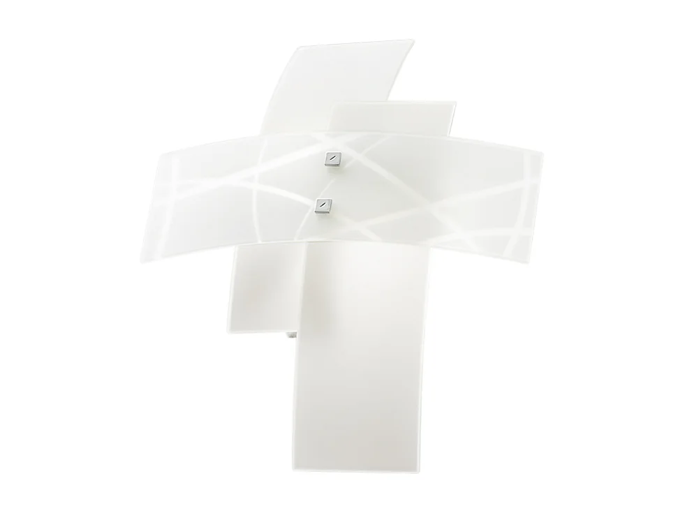 Frida - Applique 2 lumières E14 en verre blanc satiné - Structure chromée, croisé, max 2x42W, sans ampoules