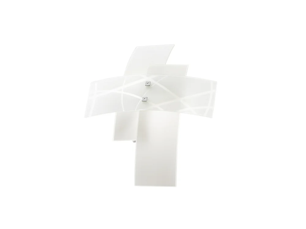 Frida - Applique 2 lumières E14 en verre blanc satiné - Structure chromée, croisé, max 2x42W, sans ampoules
