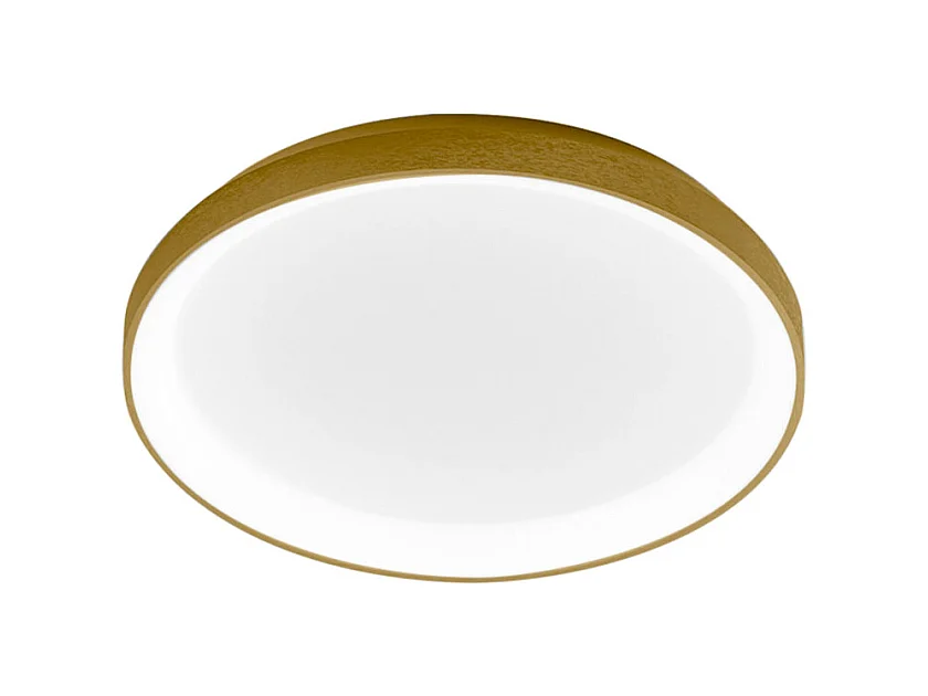 Krizia - Plafonnier LED dimmable 38W 3000K - Lumière chaude 3300lm, diffuseur opale, cadre doré, d.27 cm, design moderne
