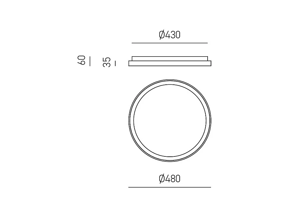 Krizia - Plafonnier LED dimmable 38W 3000K - Lumière chaude 3300lm, diffuseur opale, cadre doré, d.27 cm, design moderne