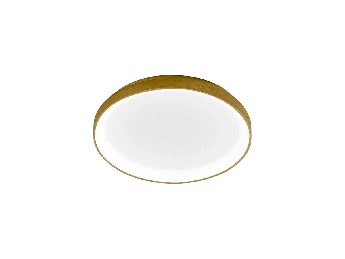 Krizia - Dæmpbar LED loftlampe 38W 3000K - Varmt lys 3300lm, opal diffuser, guldramme, IP20, diameter 27 cm, moderne design
