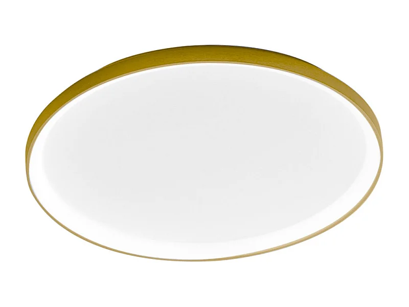 Krizia - Plafonnier LED dimmable 60W - 5300lm, lumière chaude 3000K, diffuseur opale, aluminium doré, d.60 cm, design moderne