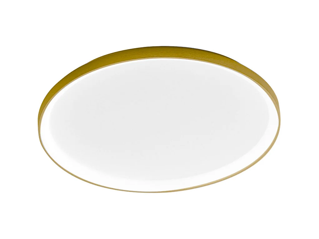 Krizia - Plafonnier LED dimmable 60W - 5300lm, lumière chaude 3000K, diffuseur opale, aluminium doré, d.60 cm, design moderne