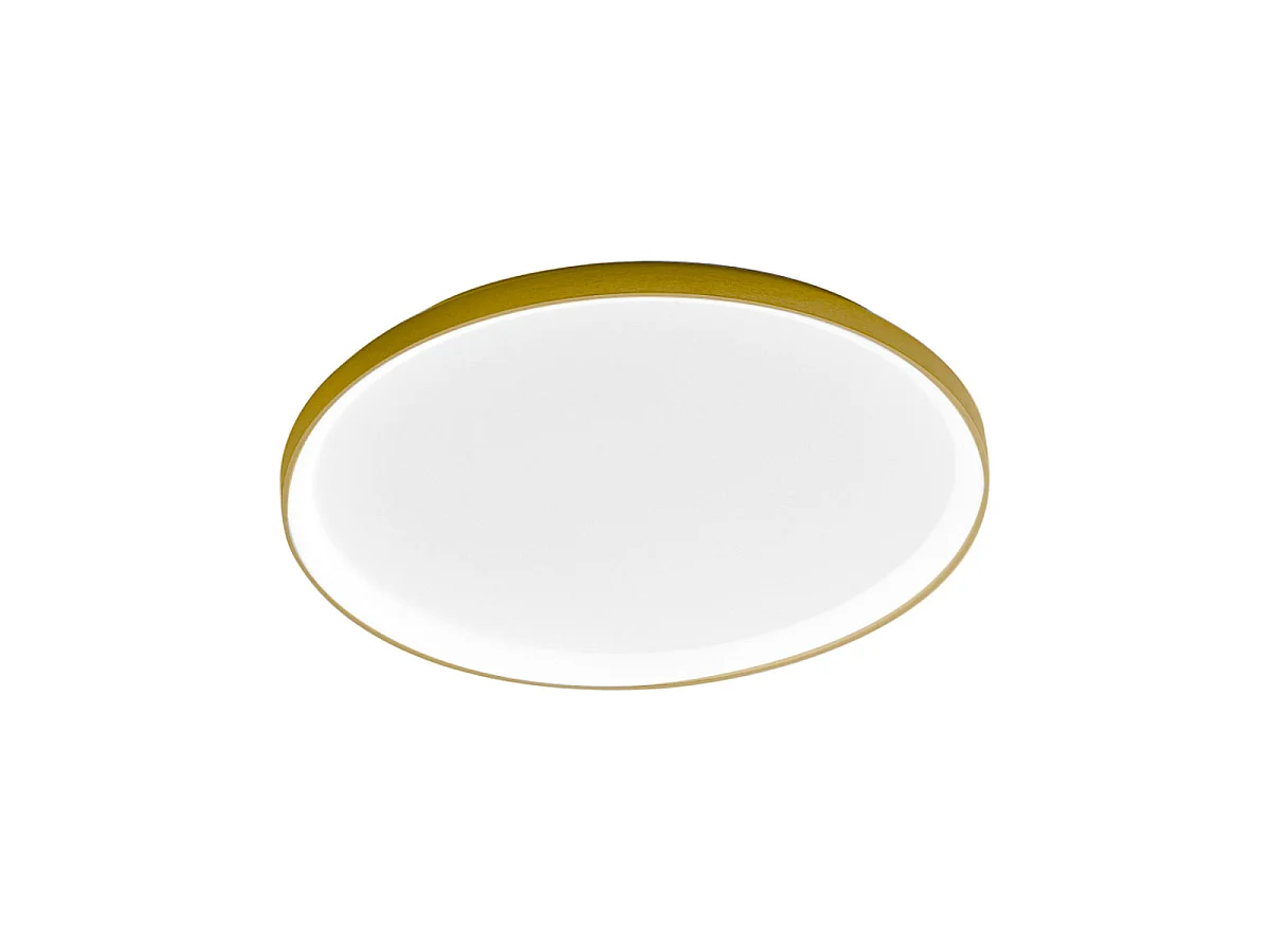 Krizia - 60W dæmpbar LED loftlampe - 5300 lm, 3000K varmt lys, opal diffuser, guldfarvet aluminium, diameter 60 cm, IP20, moderne design