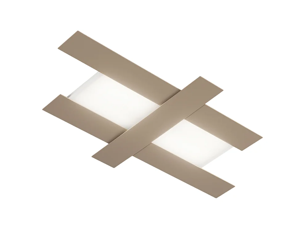 Applique LED 50W gris tourterelle - Structure géométrique en acier, lumière chaude 3000K, 2620lm, largeur 104 cm