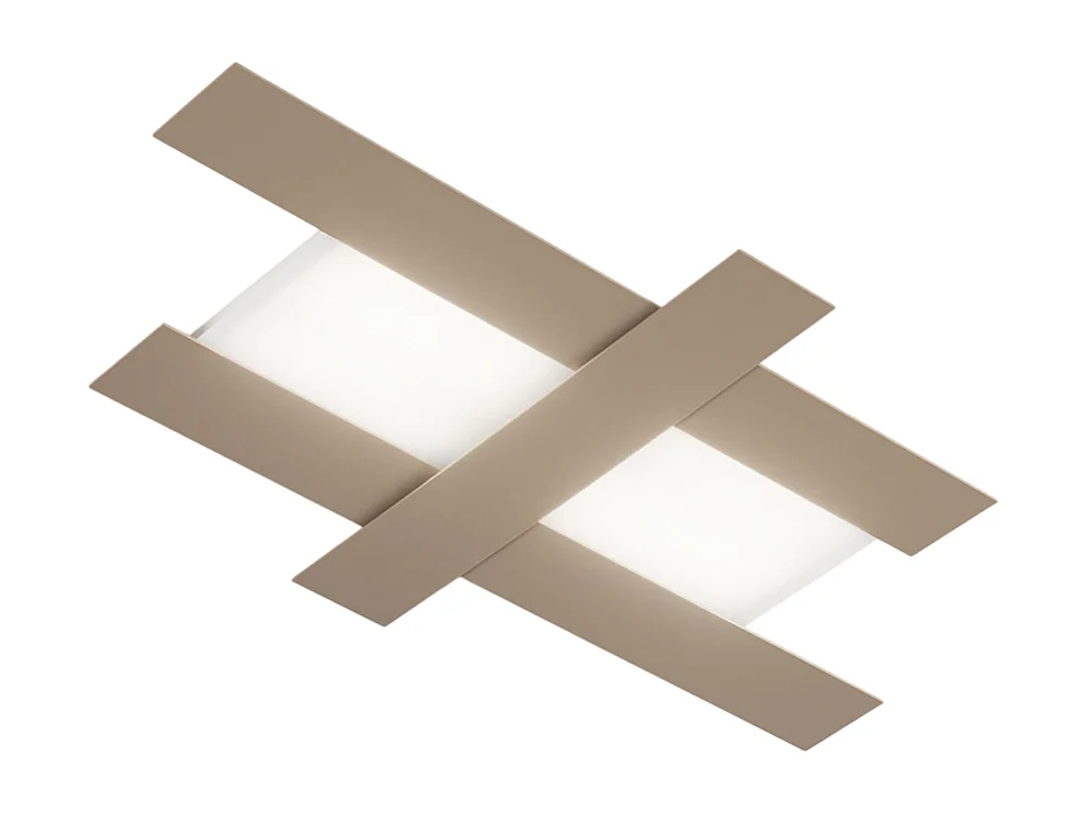 Applique LED 50W gris tourterelle - Structure géométrique en acier, lumière chaude 3000K, 2620lm, largeur 104 cm
