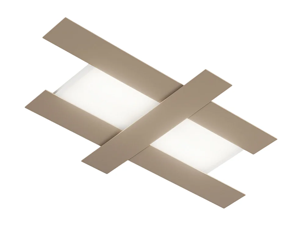Applique LED 50W gris tourterelle - Structure géométrique en acier, lumière chaude 3000K, 2620lm, largeur 104 cm