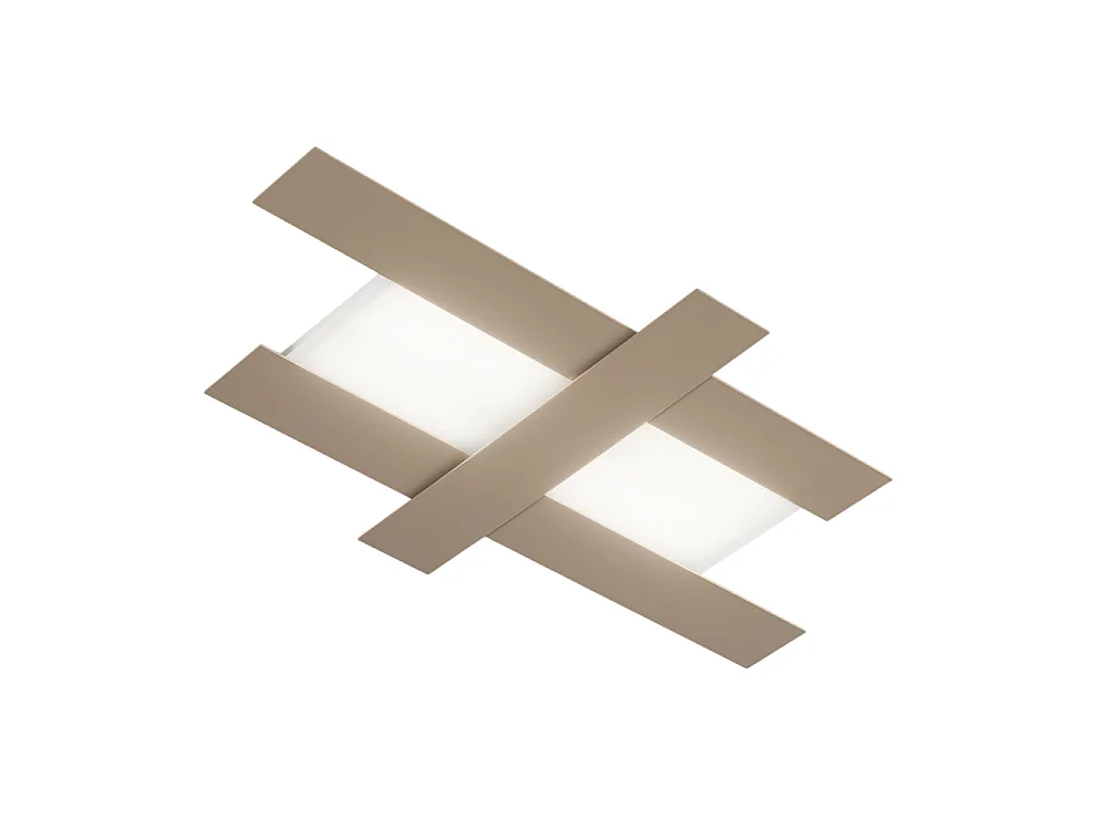 Applique LED 50W gris tourterelle - Structure géométrique en acier, lumière chaude 3000K, 2620lm, largeur 104 cm