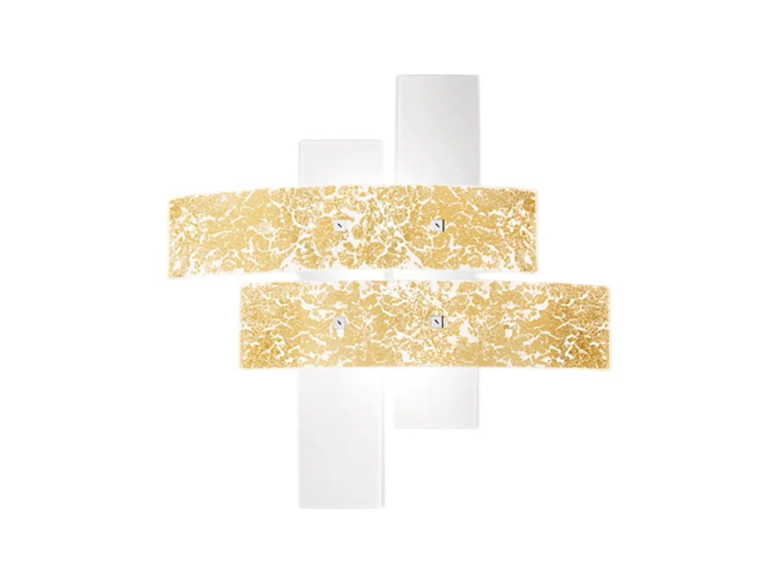 Grand plafonnier Lara verre blanc, détails or, 91x91cm, 4xE27 max 52W, style moderne, ampoules non incluses, IP20