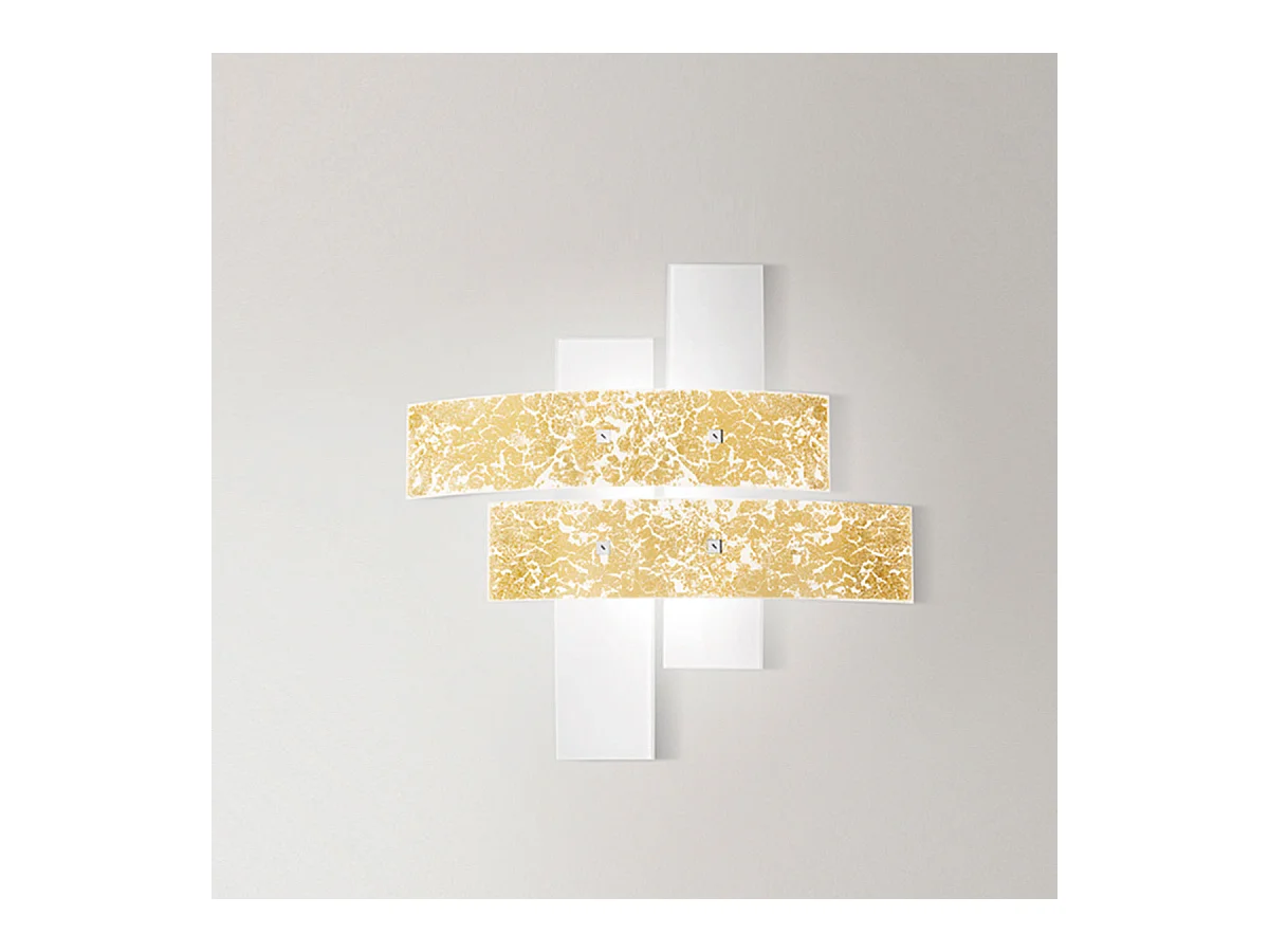 Grand plafonnier Lara verre blanc, détails or, 91x91cm, 4xE27 max 52W, style moderne, ampoules non incluses, IP20